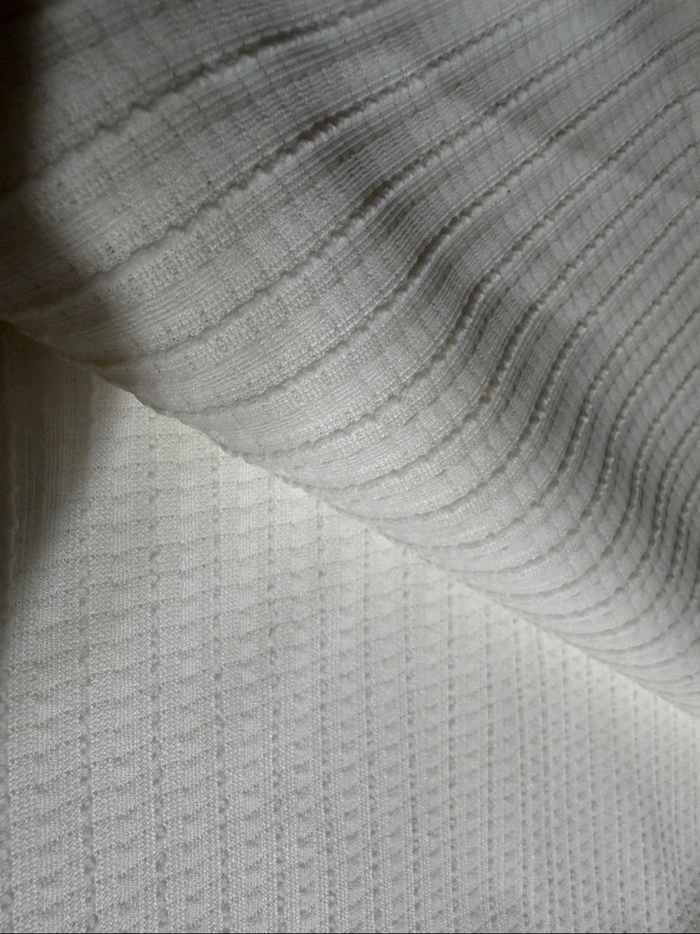Fabric 58” x 70” White Textured Striped Polyester Knit Fabric
